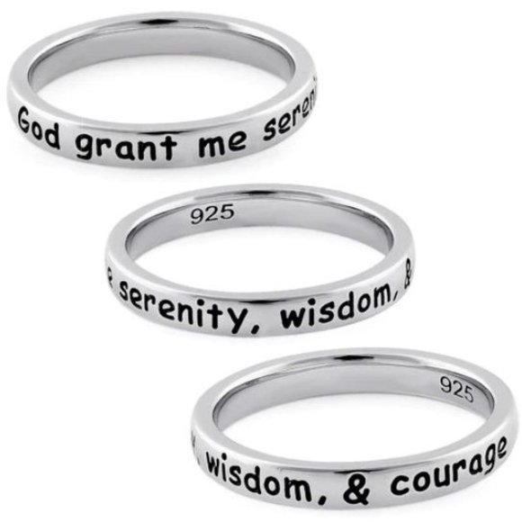 925 STERLING SILVER Serenity Prayer Inspirational Band Ring - Picture 12 of 14